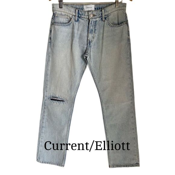 New Current Elliot Light Wash Mid-Rise Straight Leg Denim Jeans - Picture 1 of 13